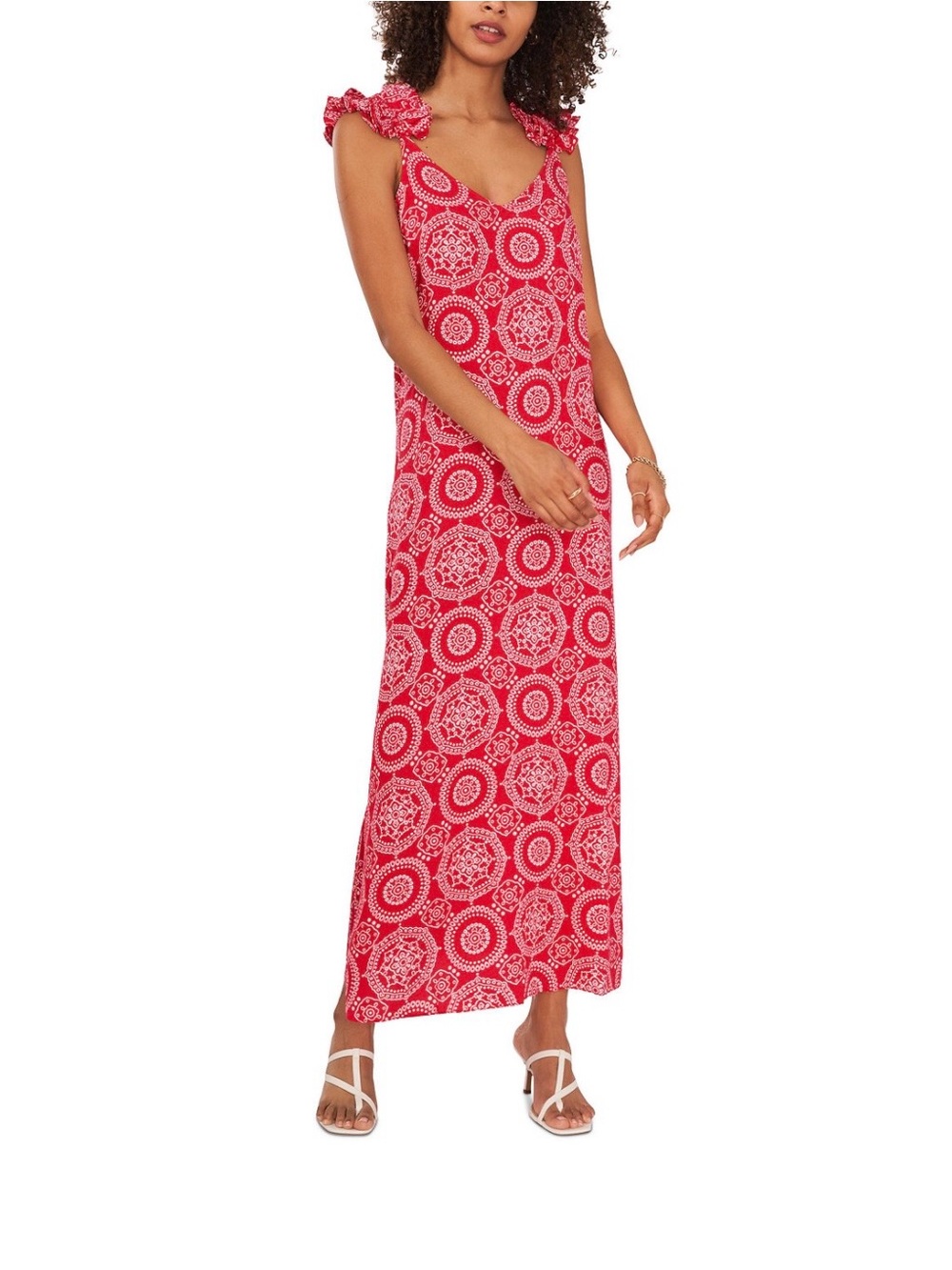 Vince Camuto Red and White Maxi Dress